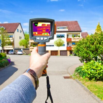 Pomiary kamerą termowizyjną wykrywają mostki termiczne przy różnicy temp. 10–15°C i bez słońca, opadów oraz wiatru; rejestrują tylko temp. powierzchni.